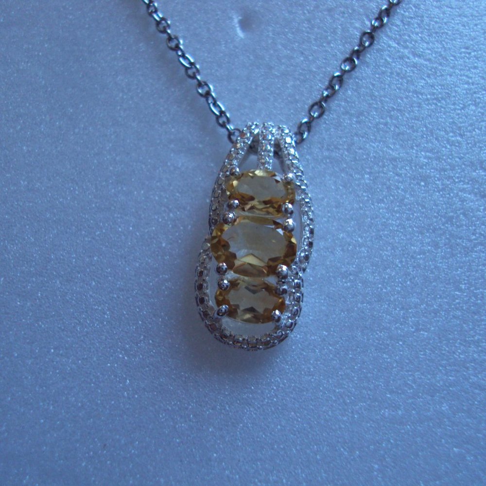 New citrine SS necklace DAD495